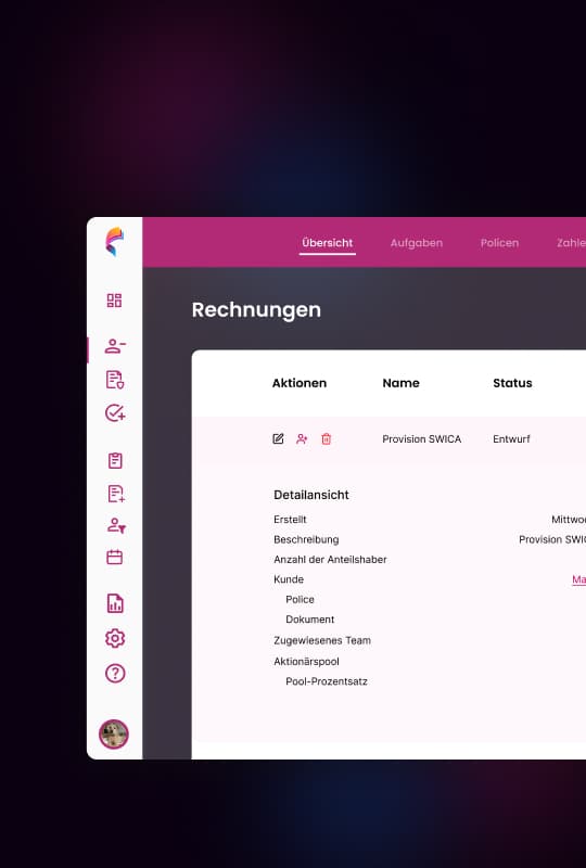 Abrechnungsmanagement in Finly.