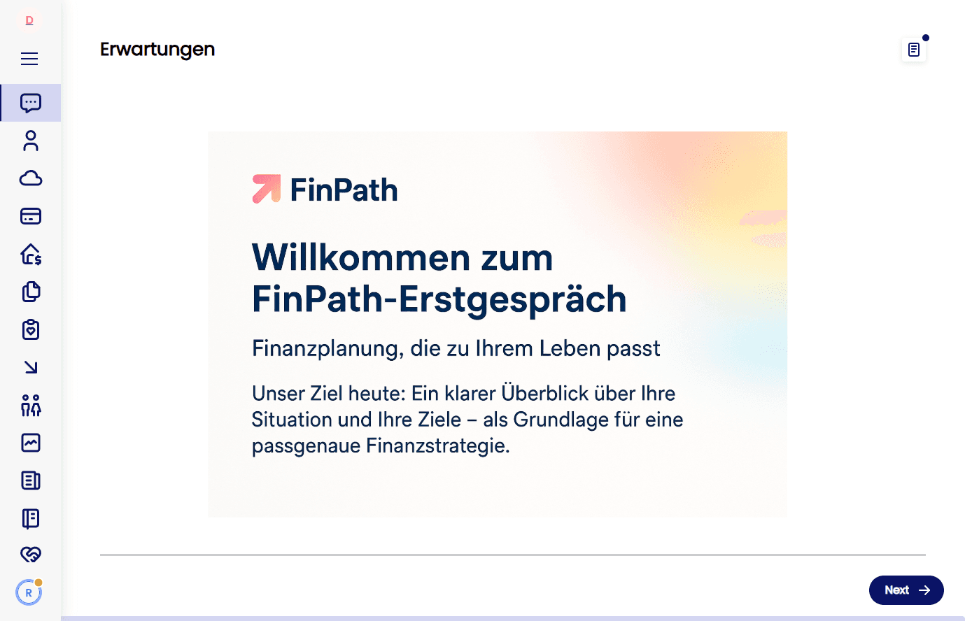 FinPath Präsentationsvorlage in Finly Analysetool.